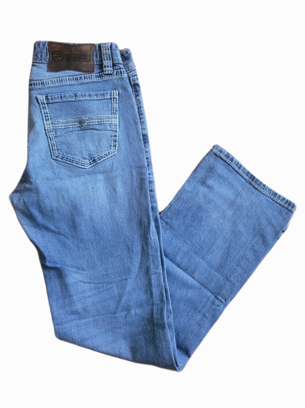 Rock & Roll Denim Jeans Men's 31x34 Light Blue Double Barrel Relaxed Straight